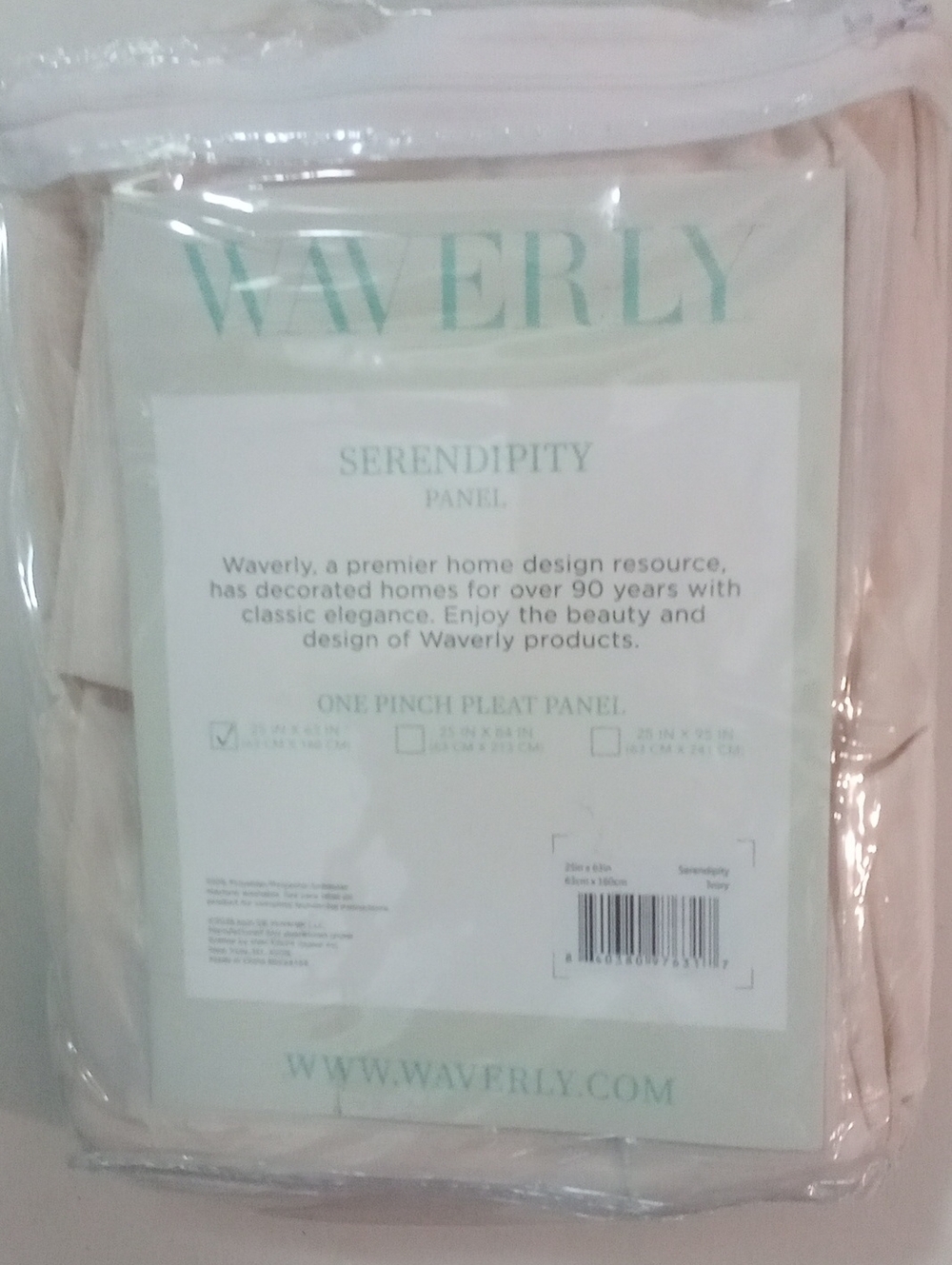 Waverly Serendipity Ivory Pinch Pleated Panel 63" NWT $40 Classic Style